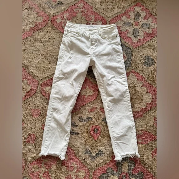 FRAME Le High Straight White Fray Jeans Size 28 - Picture 1 of 15